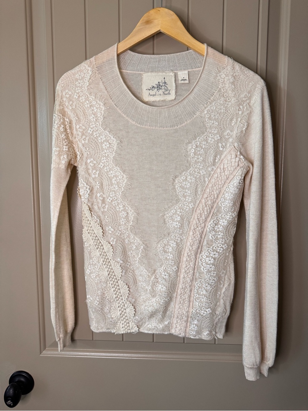 Anthropologie Angel of the North Lace Detail Sweater